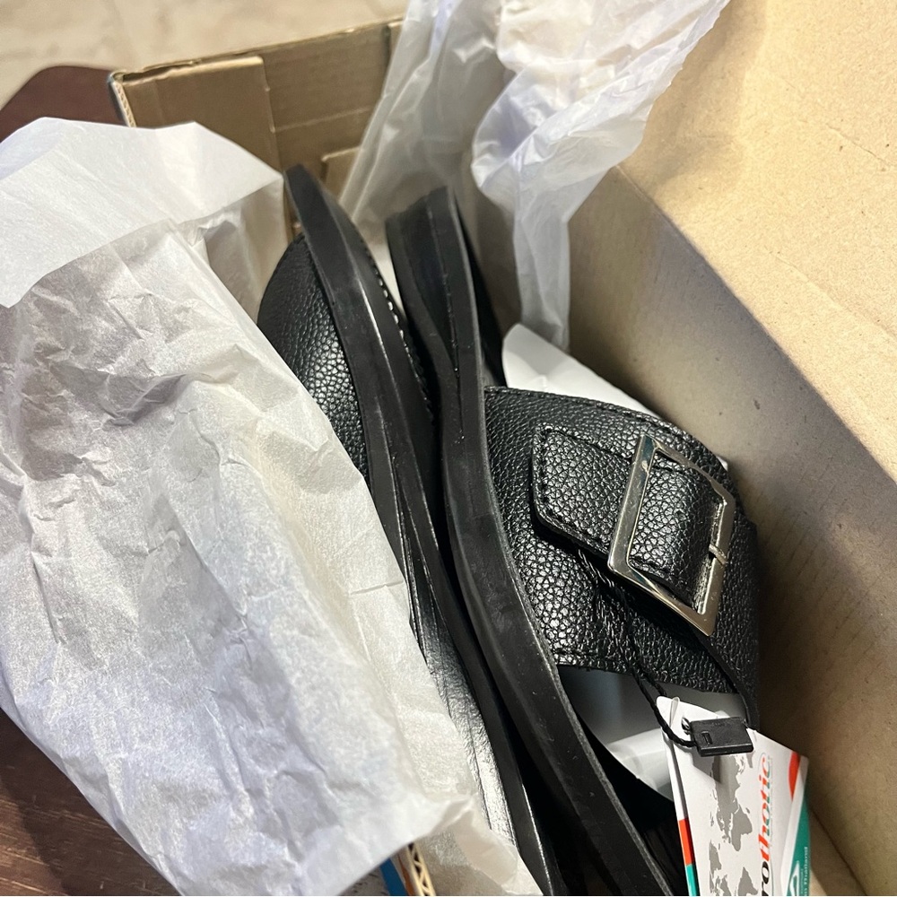 Aerothotic Sandals Slides Arch Support Black Size 6 - Picture 7 of 9